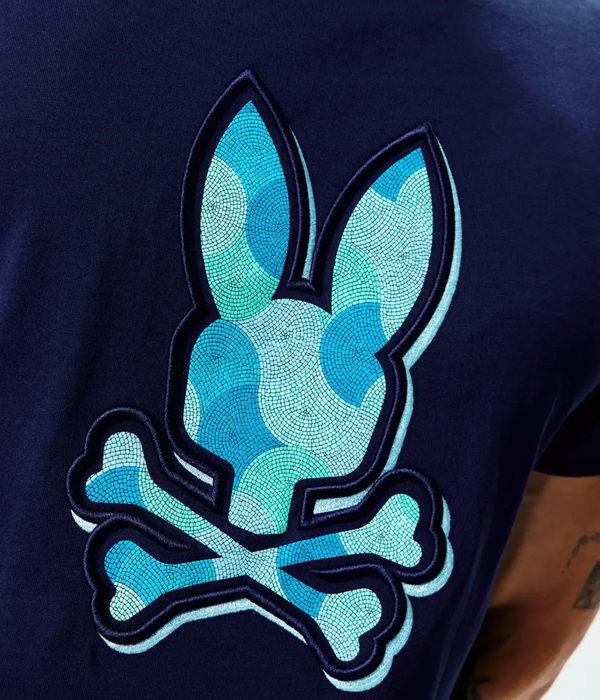 Psycho Bunny Mens Ethan Graphic Tee  | Evening Blue