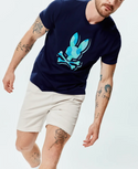 Psycho Bunny Mens Ethan Graphic Tee  | Evening Blue