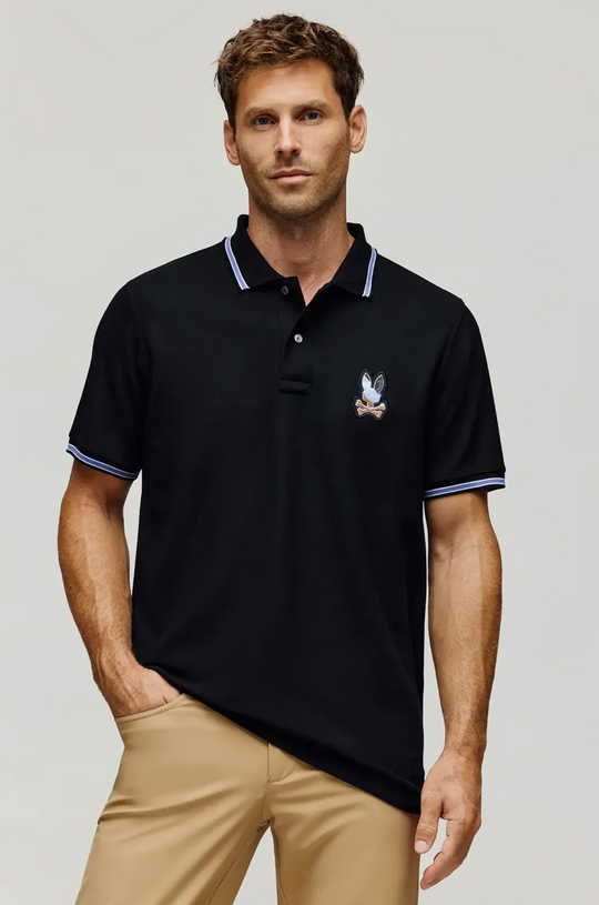 Psycho Bunny Mens Dante Pique Polo Shirt | Black