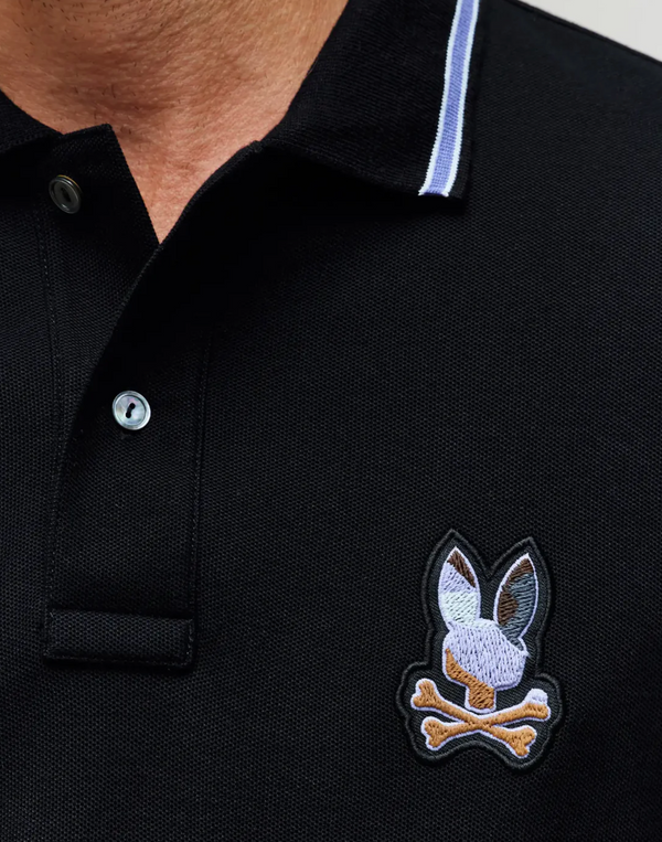 Psycho Bunny Mens Dante Pique Polo Shirt | Black