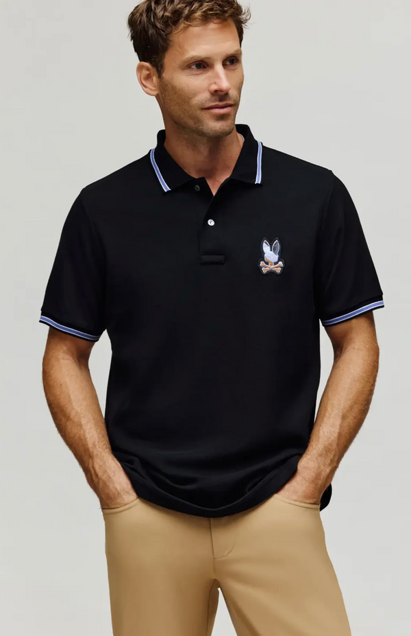 Psycho Bunny Mens Dante Pique Polo Shirt | Black