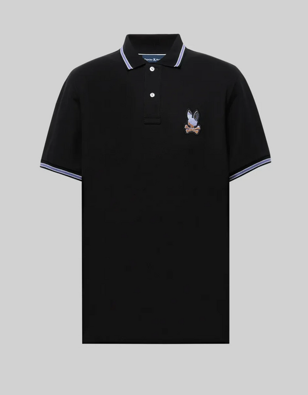 Psycho Bunny Mens Dante Pique Polo Shirt | Black