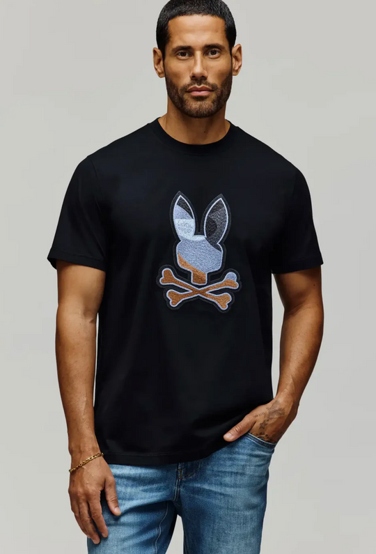 Psycho Bunny Mens Dante Bunny Graphic Tee | Black