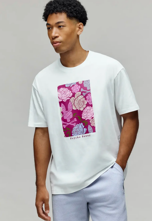 Psycho Bunny Mens Rowen Bunny Graphic Tee | White