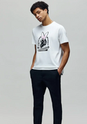 Psycho Bunny Mens Racing Bunny Graphic Tee | White
