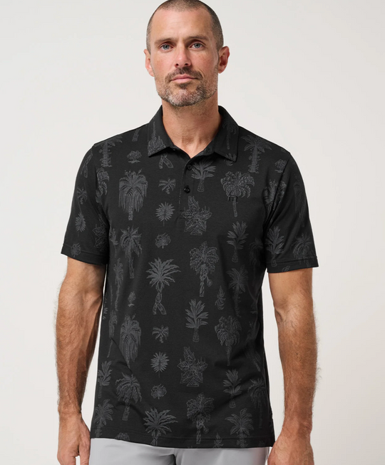 Travis Mathew Performance Jersey Salt Mist Polo | Black