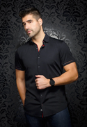 Au Noir Stretch Shirt Short Sleeve | DIVENERE, Black