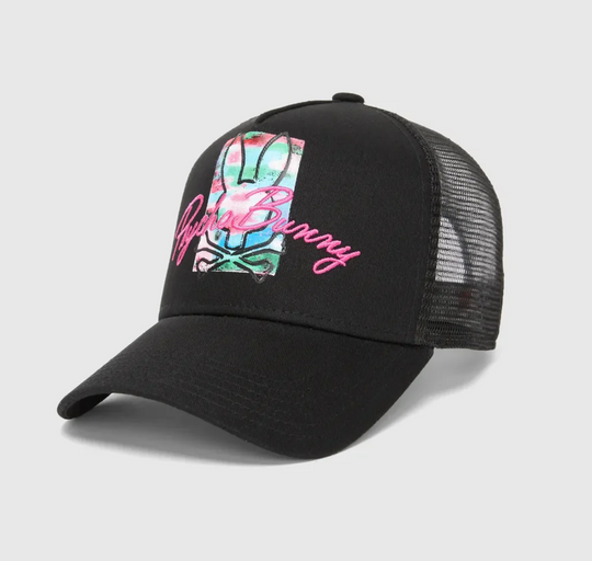 Psycho Bunny Mens Isaac Trucker Cap | Black