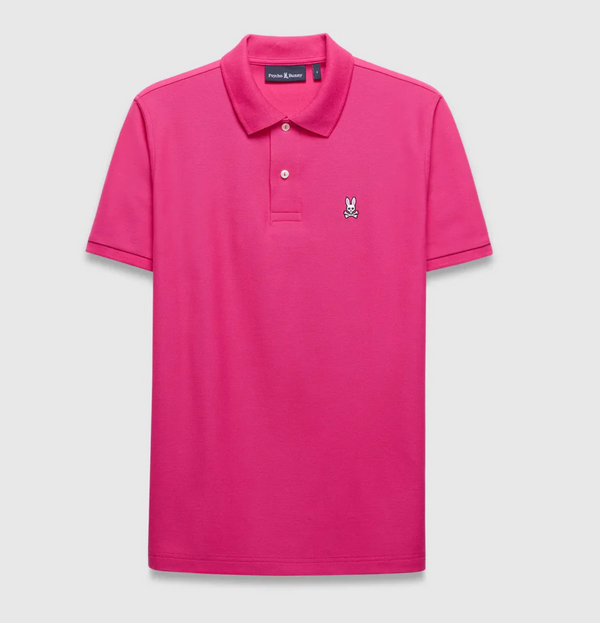 Psycho Bunny Mens Classic Pique Polo | Pink Yarrow