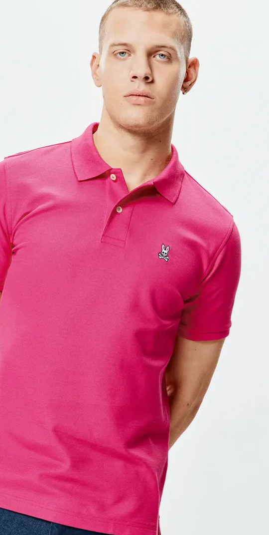 Psycho Bunny Mens Classic Pique Polo | Pink Yarrow