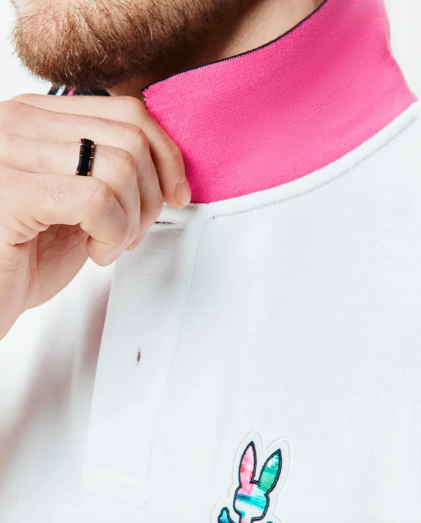 Psycho Bunny Zoom Mens Nate Pique Polo | White