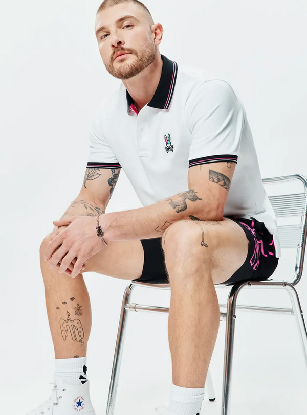 Psycho Bunny Zoom Mens Nate Pique Polo | White