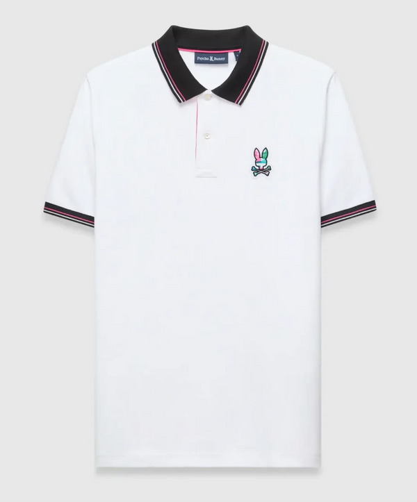 Psycho Bunny Zoom Mens Nate Pique Polo | White