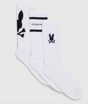 Psycho Bunny Mens 3 Pack Sport Sock | White