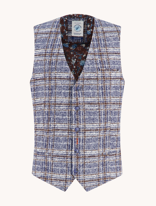 A Fish Named Fred Fancy Check Vest | Jeans Blue