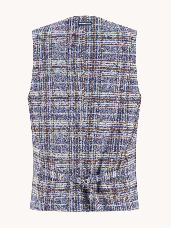 A Fish Named Fred Fancy Check Vest | Jeans Blue