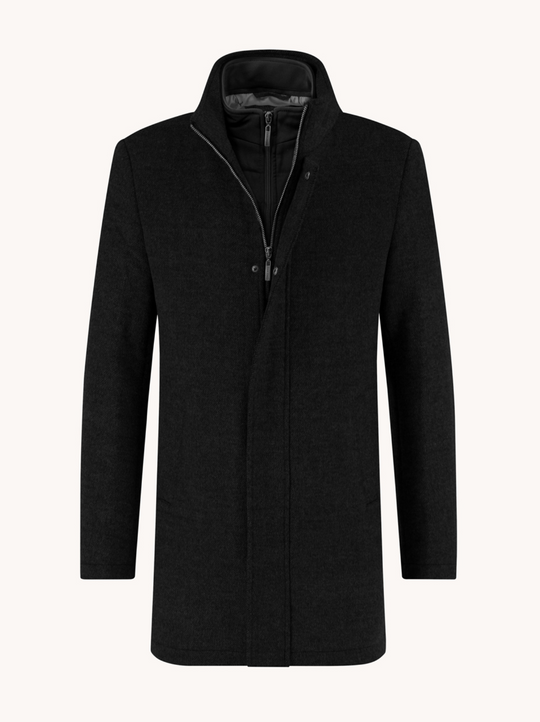 A Fish Named Fred Funnel Neck Coat | Black