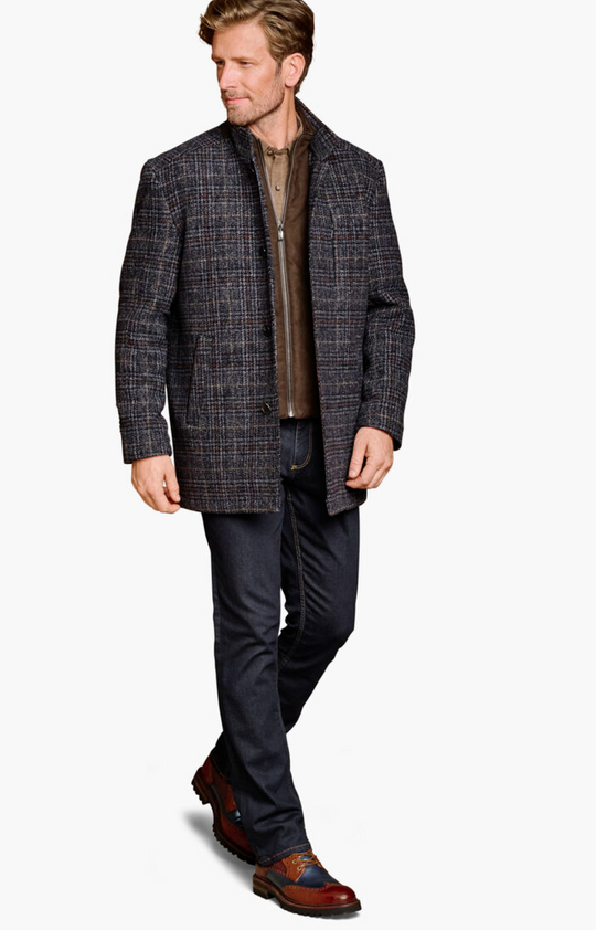Johnston & Murphy Car Coat | Navy/Brown