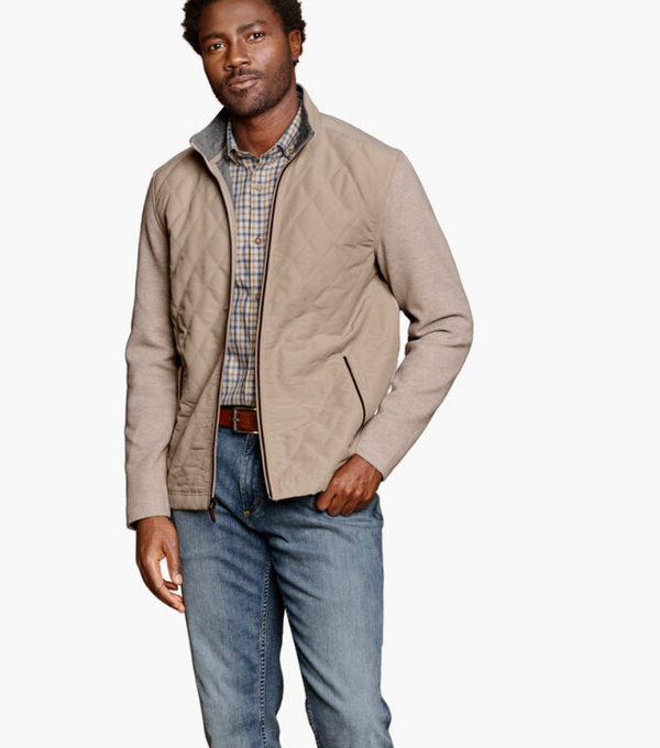 Johnston & Murphy Quilted Full Zip | Tan