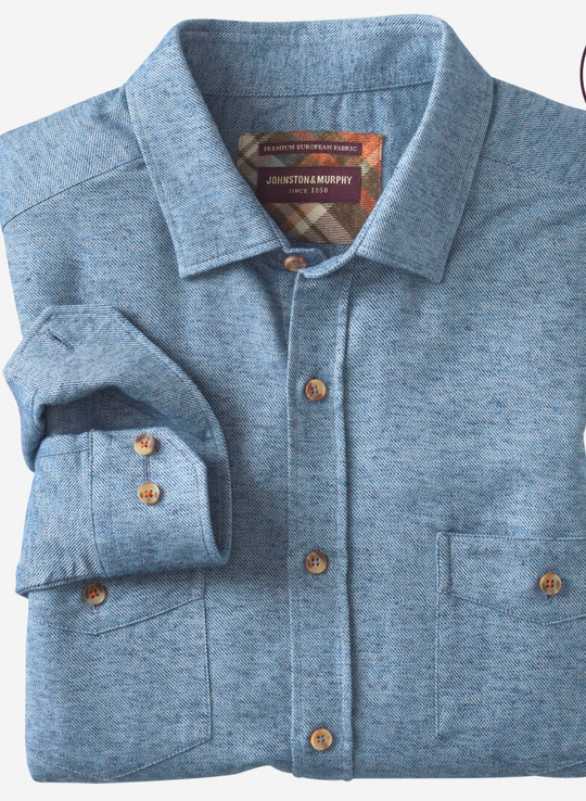 Johnston & Murphy Woodson Heathered Shirt |  Blue