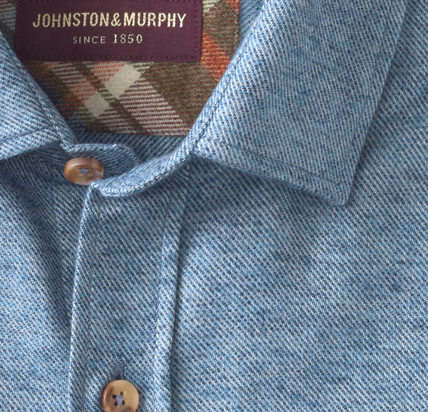 Johnston & Murphy Woodson Heathered Shirt |  Blue