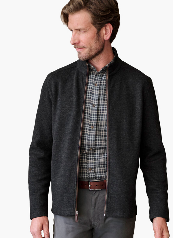 Johnston & Murphy Heathered Full-Zip | Dark Charcoal