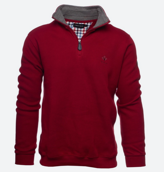 Ethnic Blue Signature Sweater Zip Neck | Red