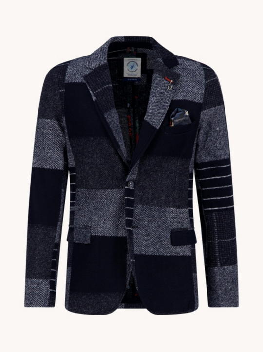 A Fish Named Fred Patchwork Blazer | Navy