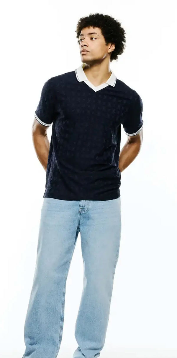 Psycho Bunny Men's Garry Johnny Collar Polo | Baritone Blue