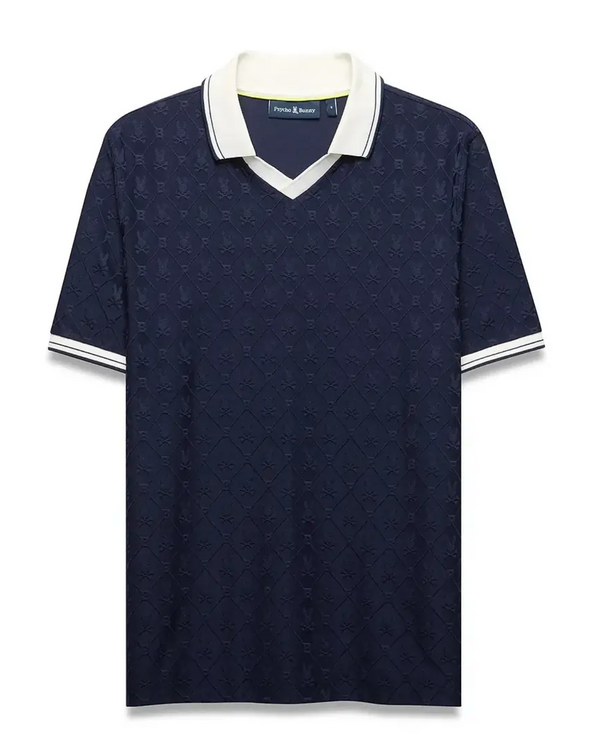 Psycho Bunny Men's Garry Johnny Collar Polo | Baritone Blue