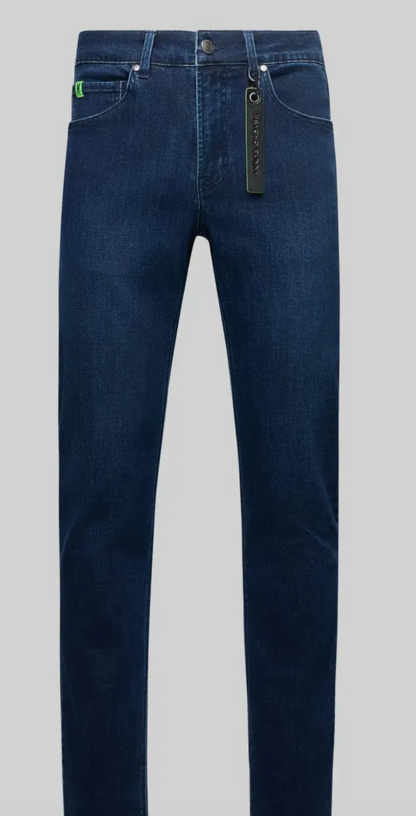 Psycho Bunny Mens Emerson Slim Fit Denim Pant 32 L | Blue Black Rinse