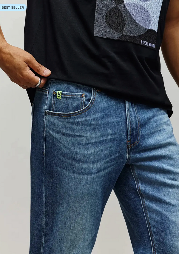Psycho Bunny Mens Emerson Slim Fit Denim Pant 32 L | Light Wash