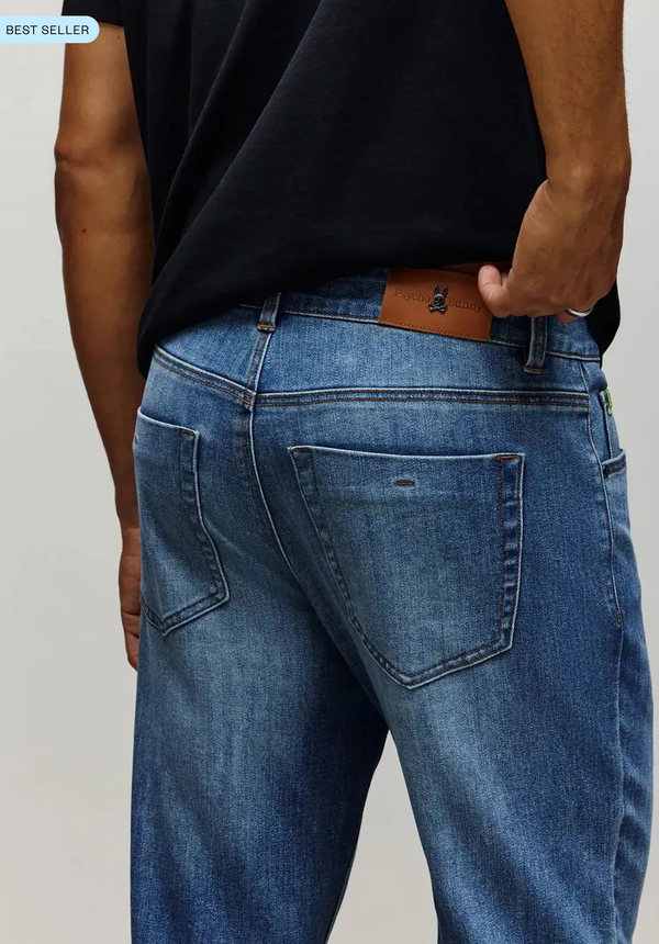 Psycho Bunny Mens Emerson Slim Fit Denim Pant 32 L | Light Wash