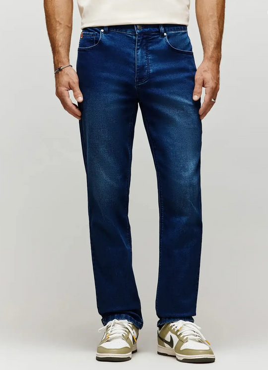 Psycho Bunny Mens Ace Knit Straight Leg Denim Pant 32 L | French Terry Medium Wash