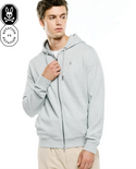 Psycho Bunny Mens Marc Textured Full Zip Hoodie | Heather Stone