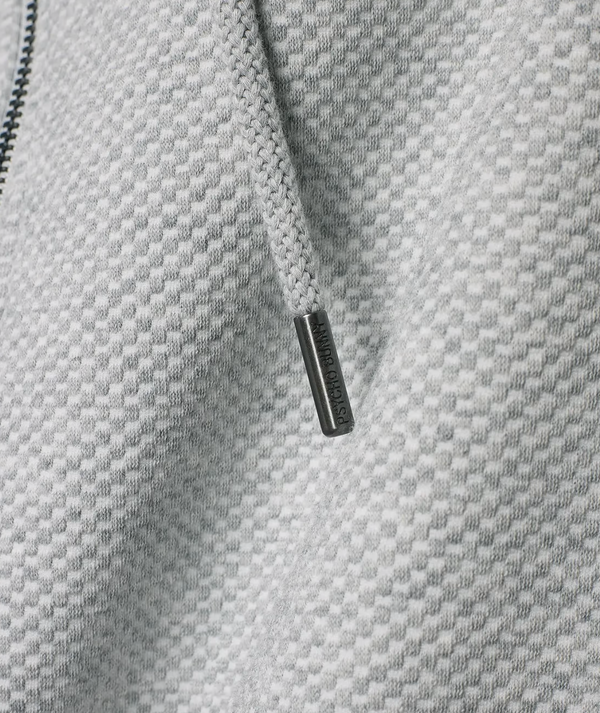 Psycho Bunny Mens Marc Textured Full Zip Hoodie | Heather Stone
