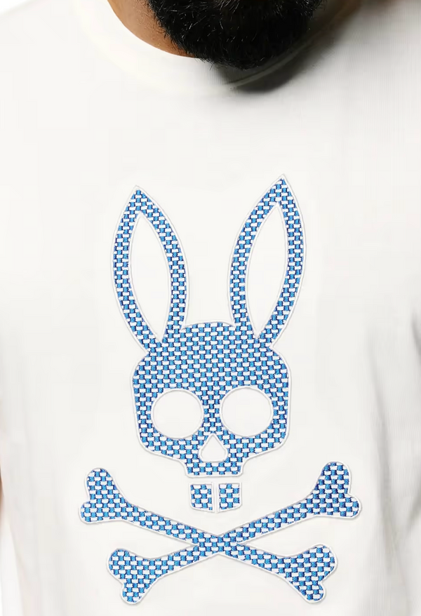 Psycho Bunny Mens Stan Pima Cotton Graphic Tee | Ecru