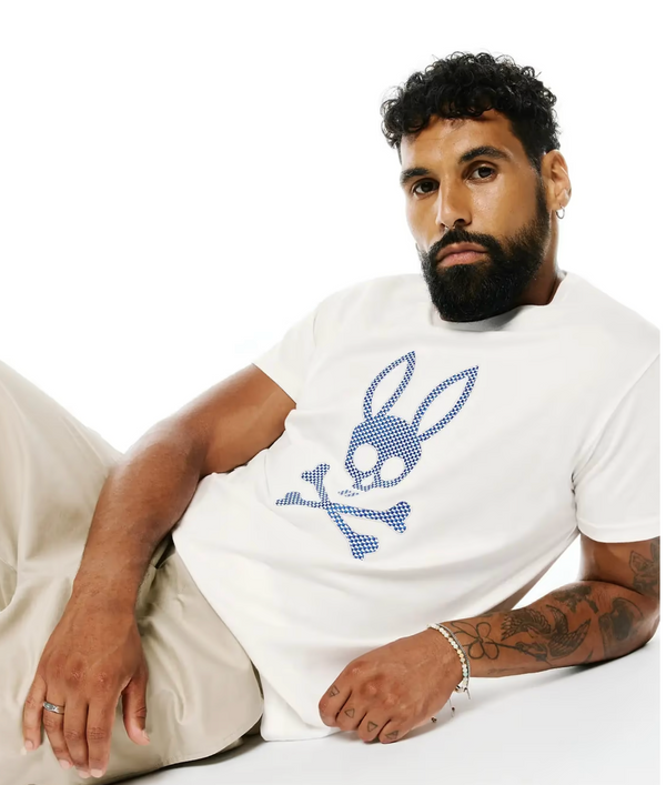 Psycho Bunny Mens Stan Pima Cotton Graphic Tee | Ecru