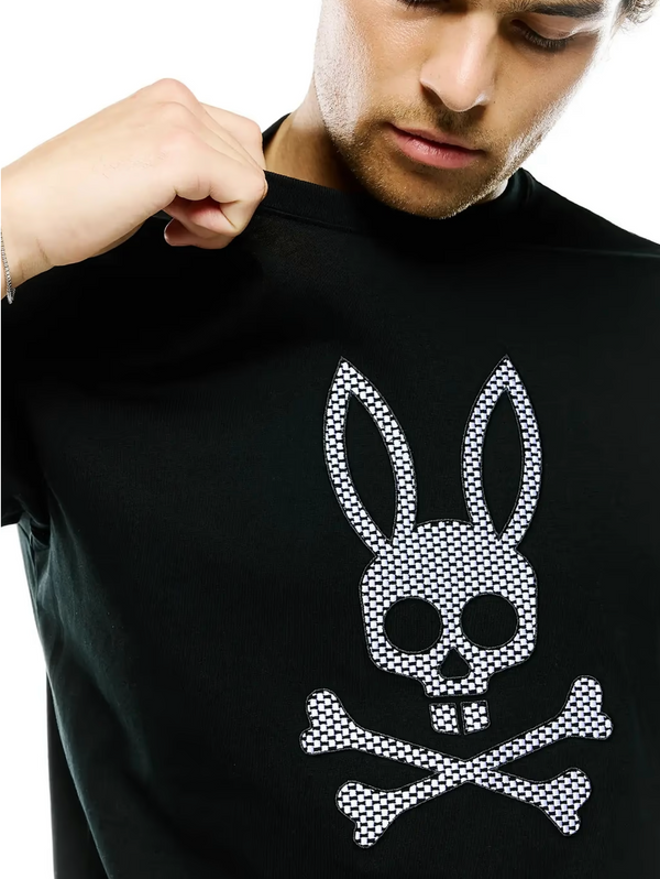 Psycho Bunny Mens Stan Pima Cotton Graphic Tee | Black 2