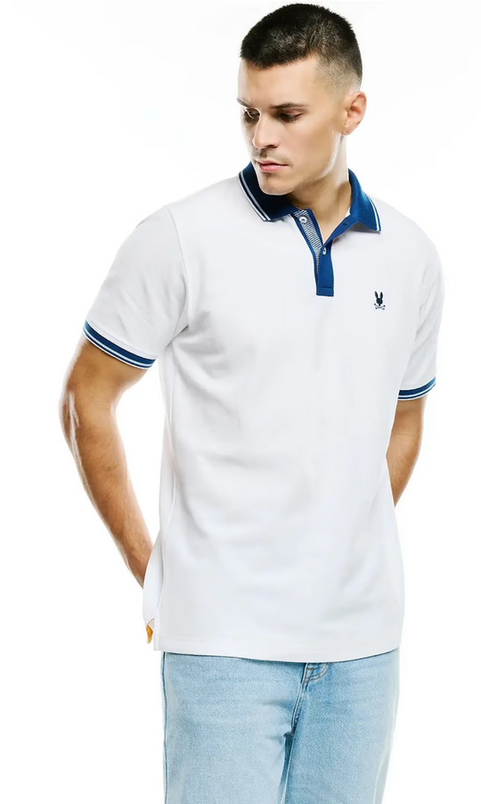 Psycho Bunny Mens Stan Pima Piqué Polo | White