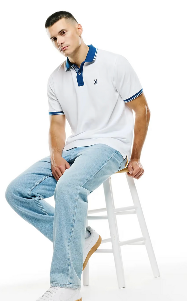 Psycho Bunny Mens Stan Pima Piqué Polo | White