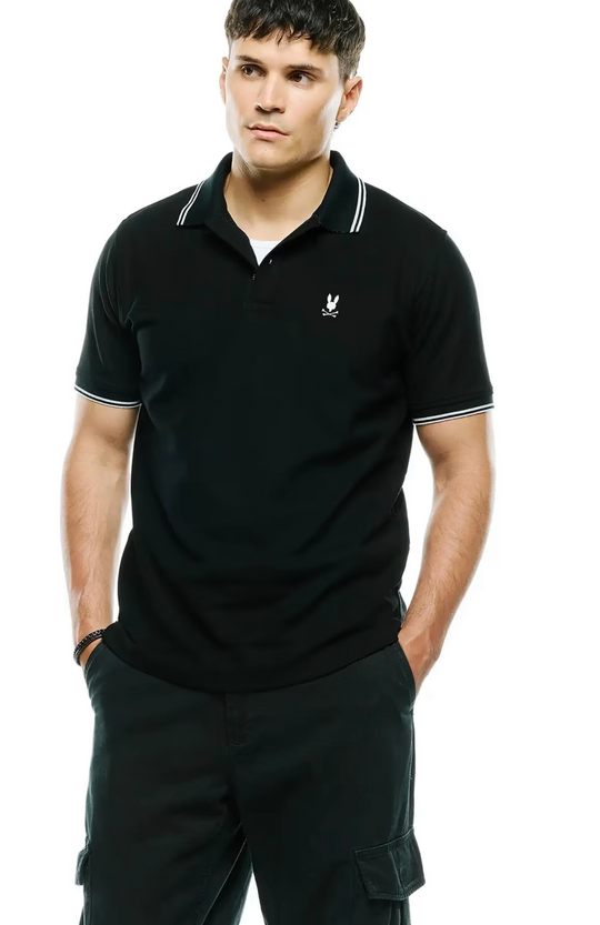 Psycho Bunny Mens Stan Pima Piqué Polo | Black