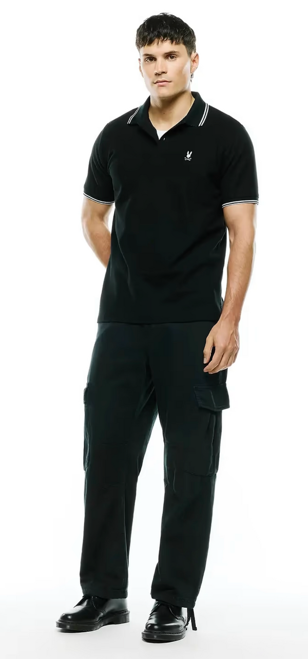 Psycho Bunny Mens Stan Pima Piqué Polo | Black