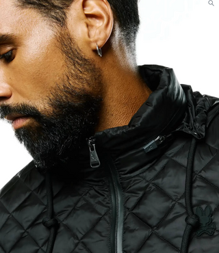 Psycho Bunny Mens Emerik Hooded Puffer Jacket | Black