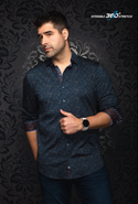 Au Noir Stretch Shirt Nova | Navy Tobacco