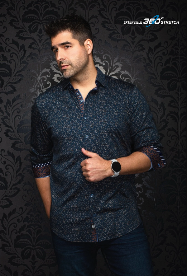 Au Noir Stretch Shirt Nova | Navy Tobacco