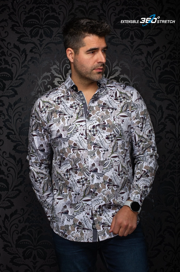 Au Noir Stretch Shirt Osaka | White Khaki
