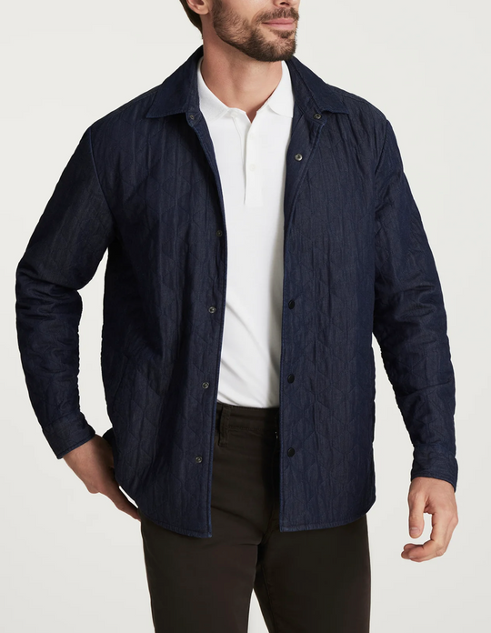 34 Heritage Denim Quilted Overshirt In Rinse