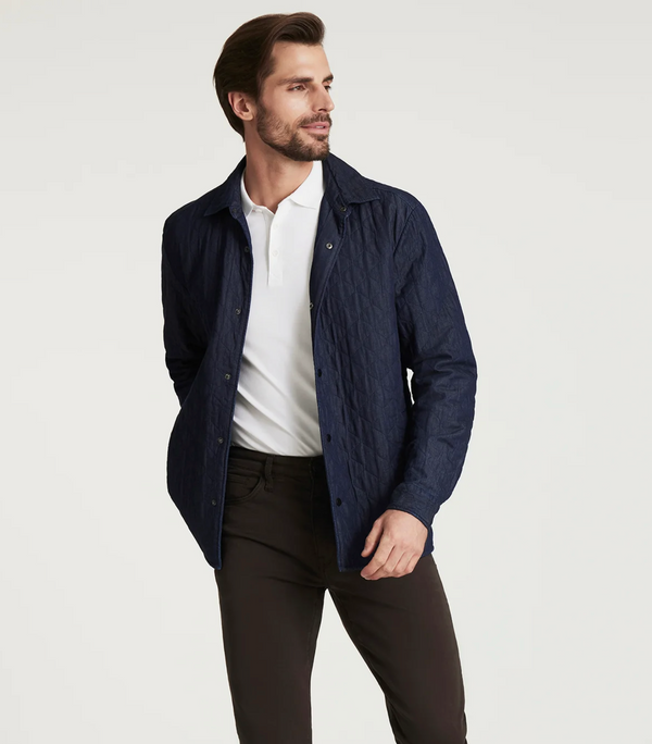 34 Heritage Denim Quilted Overshirt In Rinse
