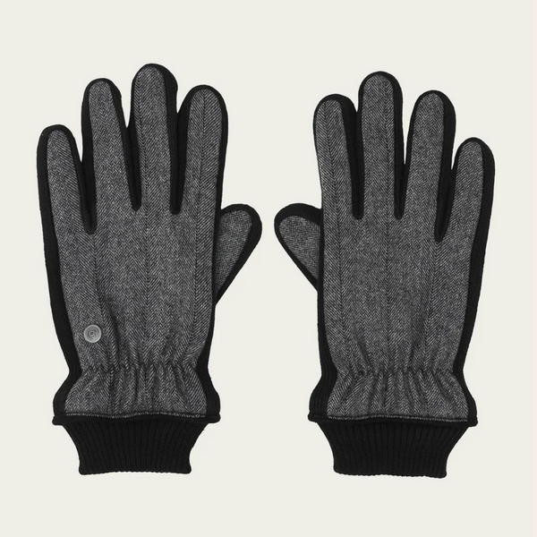 Bugatti Glove in herringbone Pattern | Black Grey